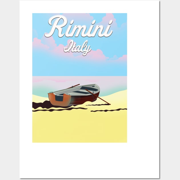 Rimini Italy beach travel poster Wall Art by nickemporium1